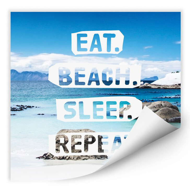 Wallprint Eat. Beach. Sleep. Repeat. - quadratisch - WA183358