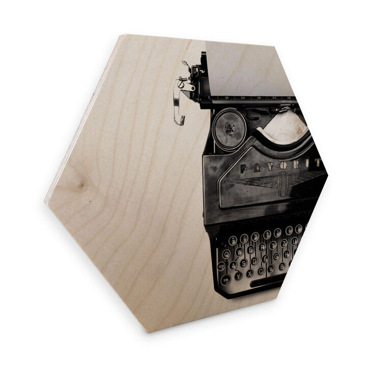 Hexagon - Holz Birke-Furnier - Typewriter - WA253412