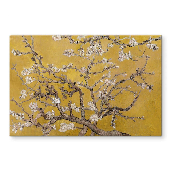 Glasbild van Gogh - Mandelblüte Ocker - WA315431