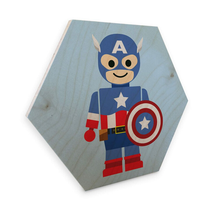 Hexagon - Holz Birke-Furnier Gomes - Captain America Spielzeug - WA273852