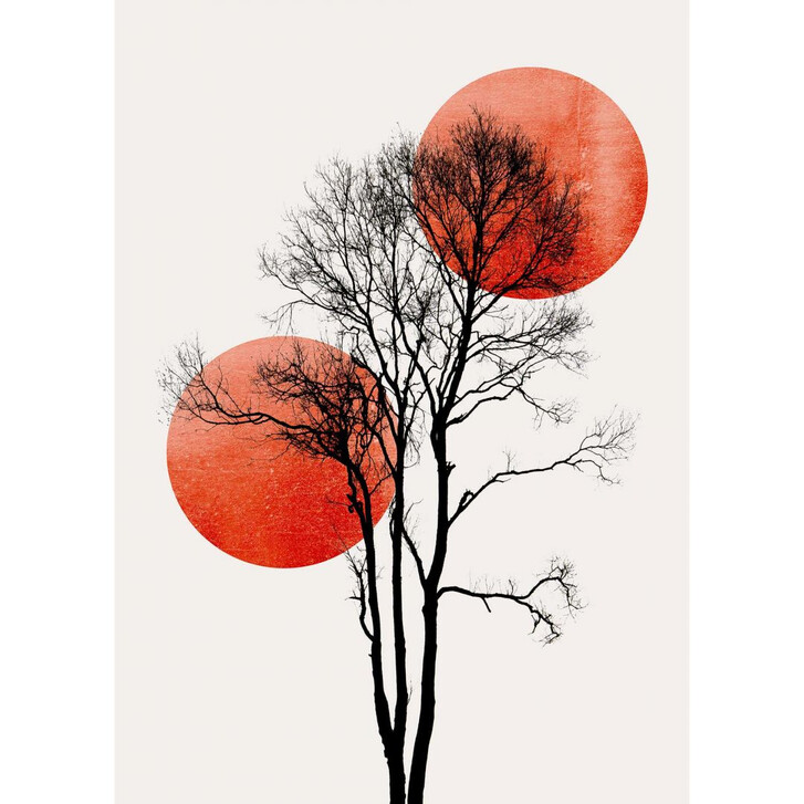 Livingwalls Fototapete ARTist Sun and Moon mit Sonne und Mond rot, schwarz, weiss - WA310905