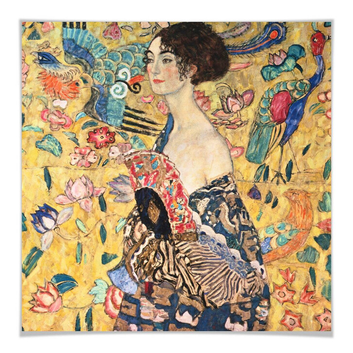Poster Klimt - Dame mit Fächer - quadratisch - WA296713