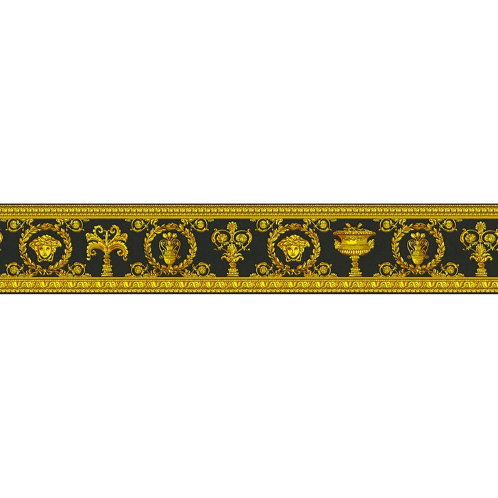 Versace wallpaper Bordüre Vanitas gelb, metallic, schwarz - WA229087