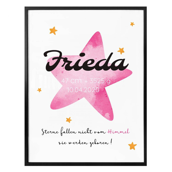 Personalisiertes Poster Sterne fallen nicht vom Himmel (rosa) - WA336597
