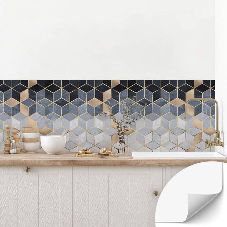 Selbstklebende Küchenrückwand Fredriksson - Blaue Geometrie - WA343886