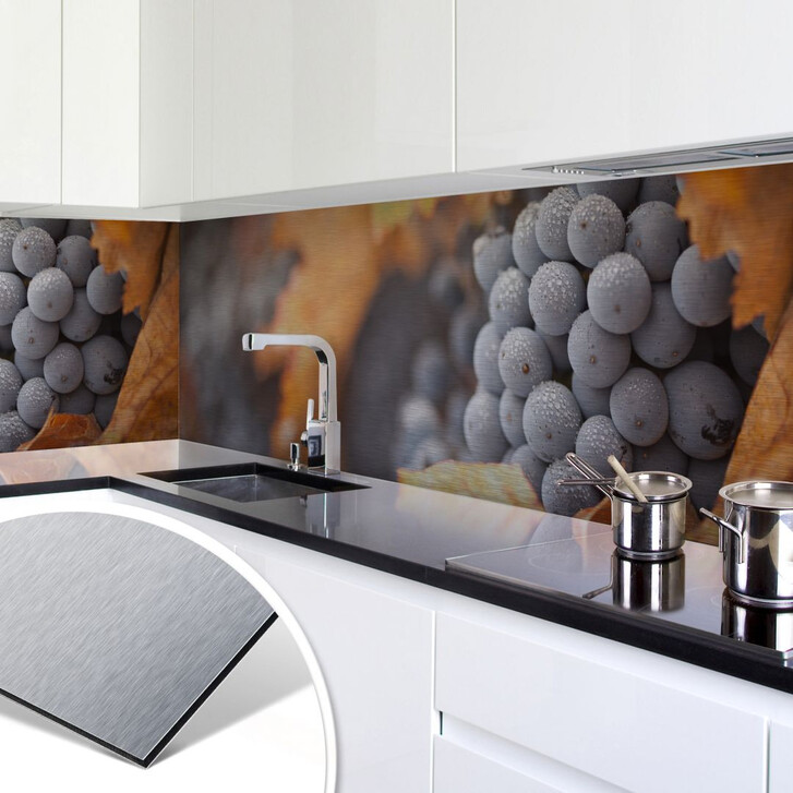 Küchenrückwand - Alu-Dibond-Silber - Wein im Herbst - WA134825