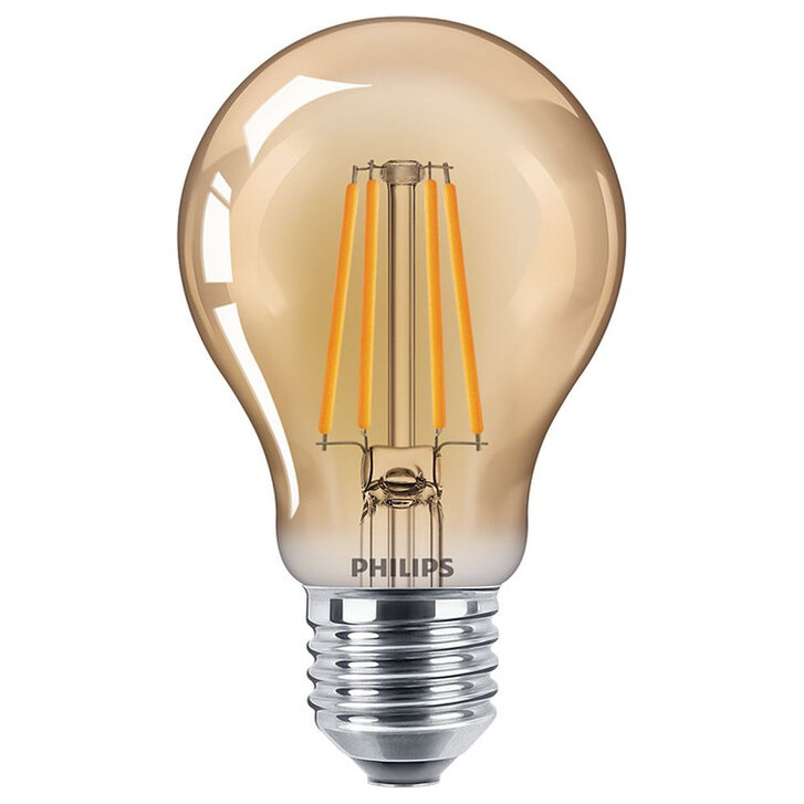 Philips LED Lampe ersetzt 35W, E27 Standardform A60. klar -Vintage, goldweiss, 400 Lumen, nicht dimmbar, 1er Pack Energieklasse A&&