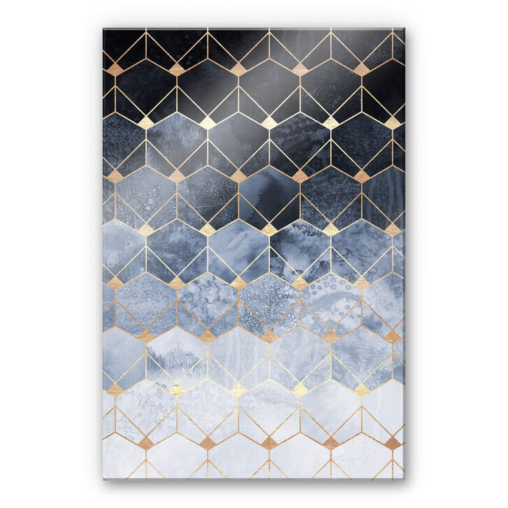 Acrylglasbild Fredriksson - Hexagone: Blau und Gold - WA261111