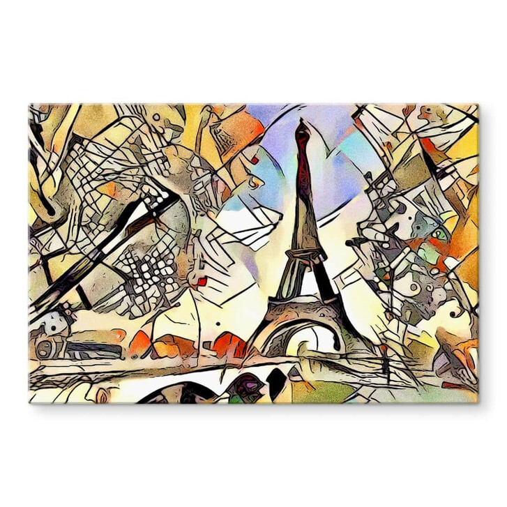 Glasbild Zamart - Kandinsky trifft Paris Eifelturm - WA332369