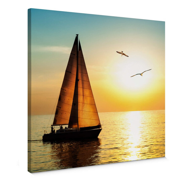 Leinwandbild Segelboot im Sonnenuntergang - WA145110