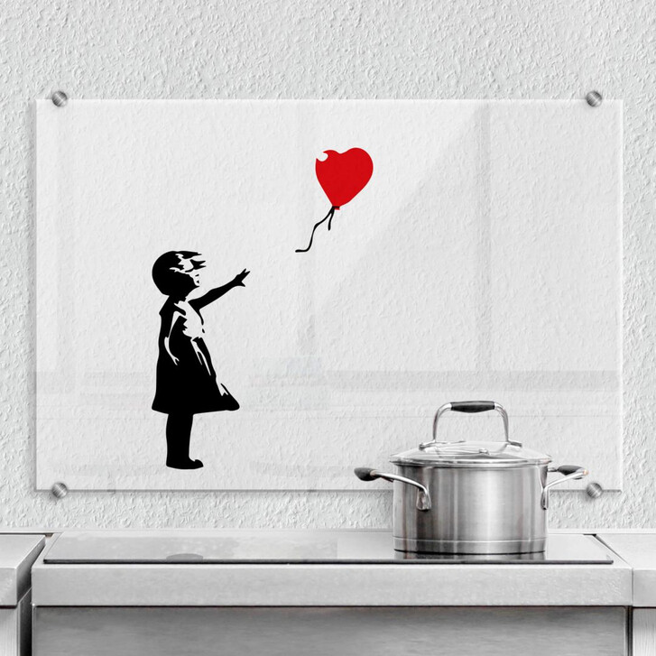 Spritzschutz Banksy - Girl with the red ballon - Transparent - WA287624
