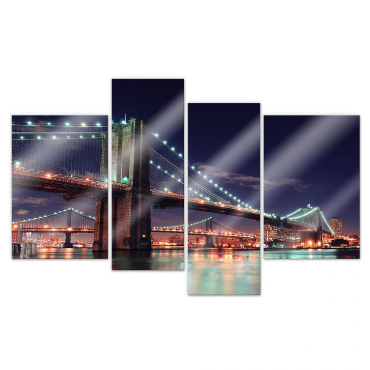Acrylglasbild Manhattan Bridge at Night 2 (4-teilig) - WA109681