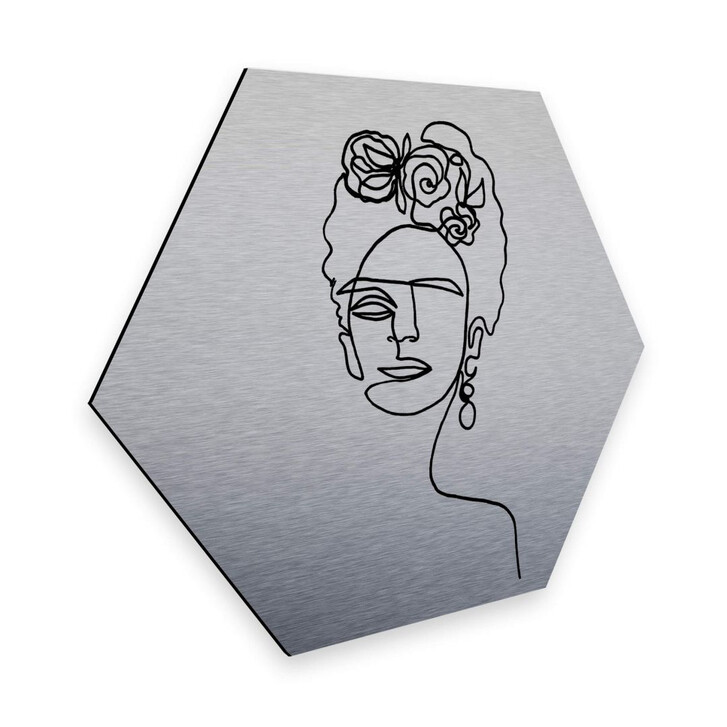 Hexagon - Alu-Dibond-Silbereffekt - Hariri - Frida Kahlo - WA263197