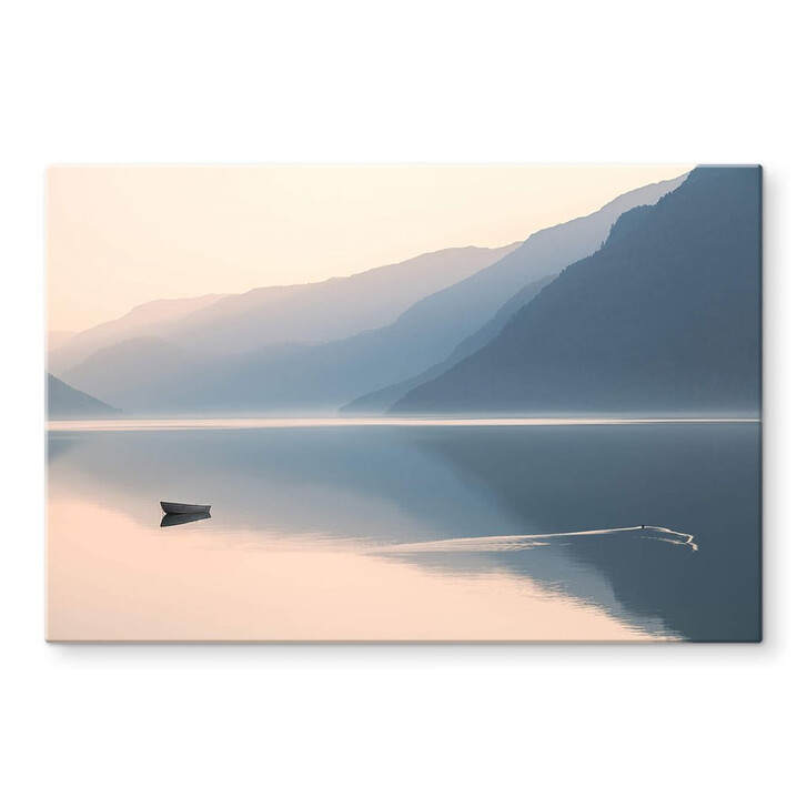 Glasbild Davidsson - See und Berge in malerischer Harmonie - WA352801