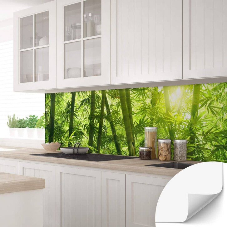 Selbstklebende Küchenrückwand Sonnenschein im Bambuswald - WA344055