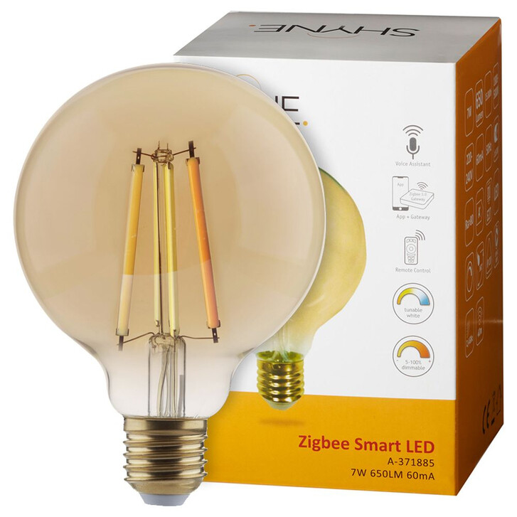 SHYNE | Smartes ZigBee LED Leuchtmittel E27. amber, tunable white, Globe - G80. 7W, 650 Lumen, 1er-Pack - CL120049