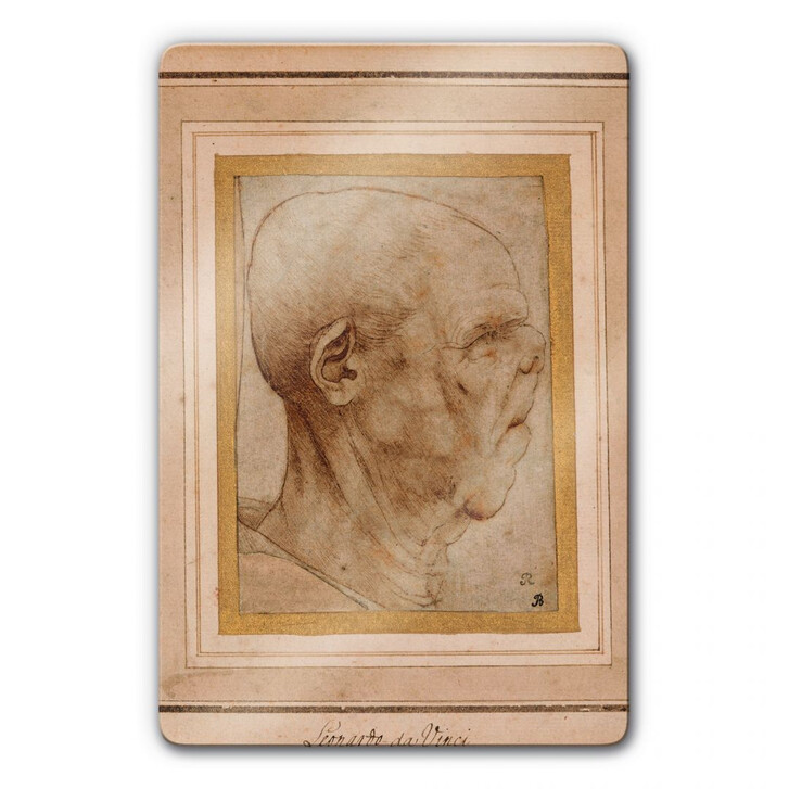 Glasbild da Vinci - Karikatur eines Männerkopfes im Profil - WA129236