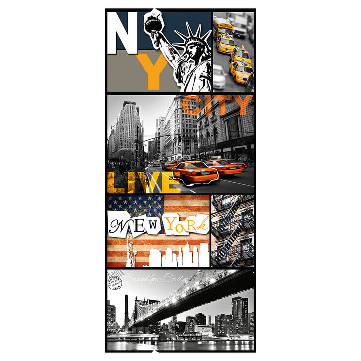 Livingwalls Wandtattoo pop.up Panel New York City selbstklebend bunt, grau, orange - WA148505