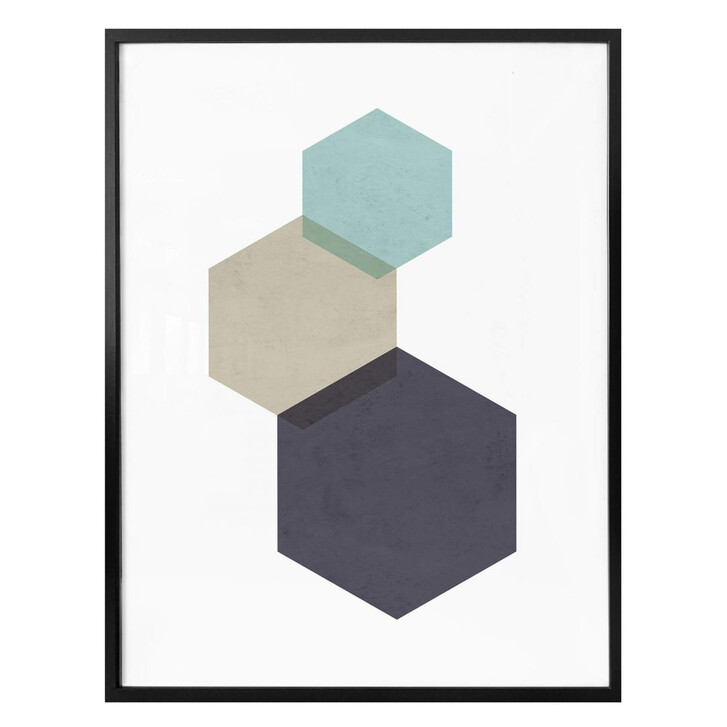 Poster Nouveauprints - Hexagons aqua - WA293203