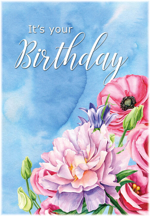 Gutschein Happy Birthday Watercolor Blumen - CHF 10 - GU840001