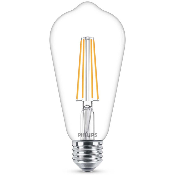 Philips LED Lampe ersetzt 40W, E27 Edisonform ST64. klar, warmweiss, 470 Lumen, nicht dimmbar, 1er Pack Energieklasse A&&