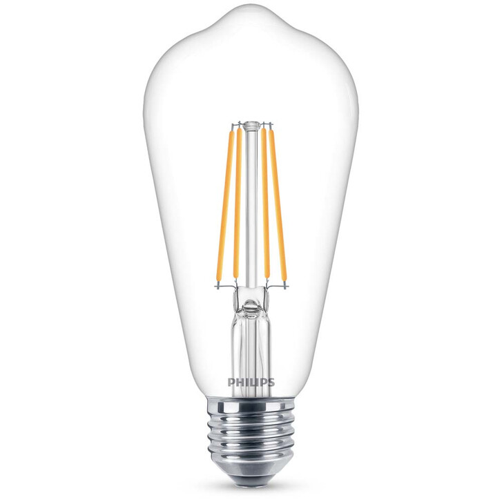 Philips LED Lampe ersetzt 60W, E27 Edisonform ST64. klar, warmweiss, 806 Lumen, nicht dimmbar, 1er Pack Energieklasse A&&