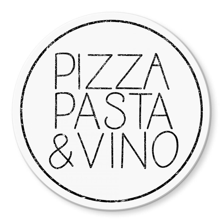 Glasbild Pizza Pasta & Vino weiss - Rund - WA306228