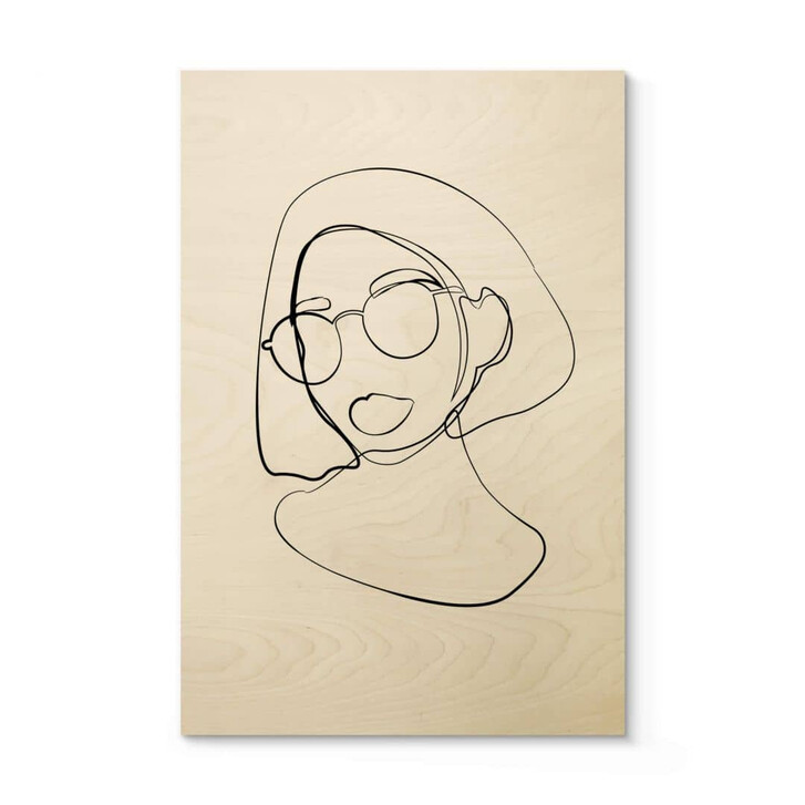 Holzbild NKTN - Line Art - Frau mit Brille - WA353700