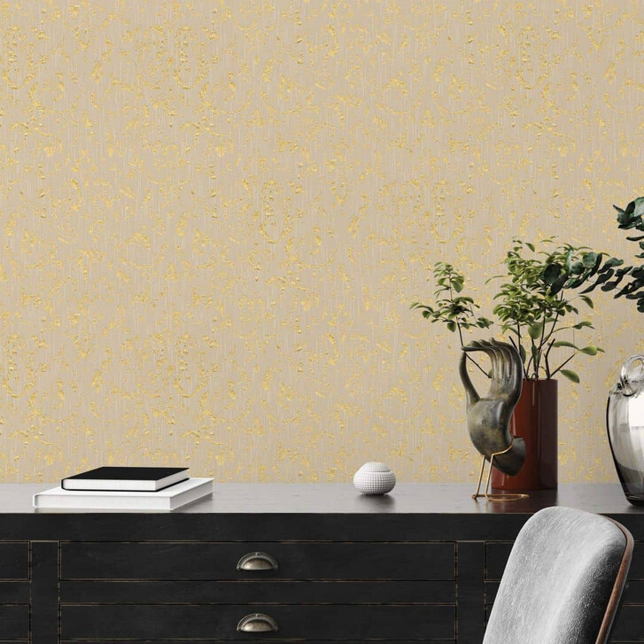 Architects Paper Textiltapete Metallic Silk Barocktapete mit Ornamenten beige, metallic - WA114310