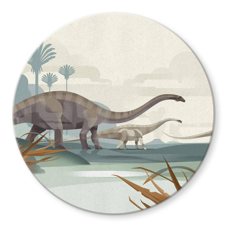 Glasbild Braun - Diplodocus - Rund - WA332077