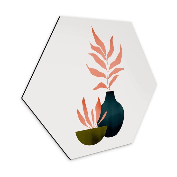 Wandbild Kubistika - Herbstliche Pflanzen - Hexagon Alu-Dibond - WA357653